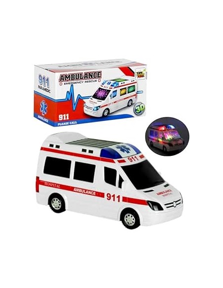 KUT.PİLLİ 3D IŞIKLI SESLİ BÜYÜK 112 AMBULANS 20CM