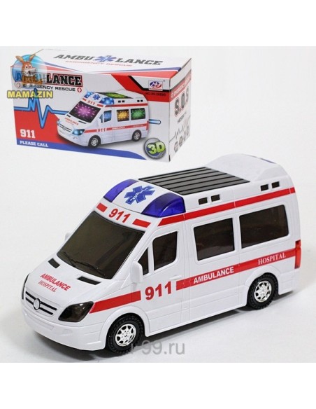 KUT.PİLLİ 3D IŞIKLI SESLİ BÜYÜK 112 AMBULANS 20CM