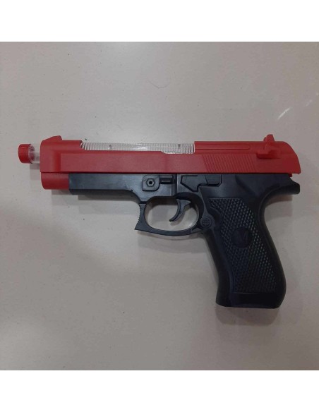 PVC'DE PİLLİ SESLİ IŞIKLI TABANCA ÜSTÜ HAREKETLİ 20CM