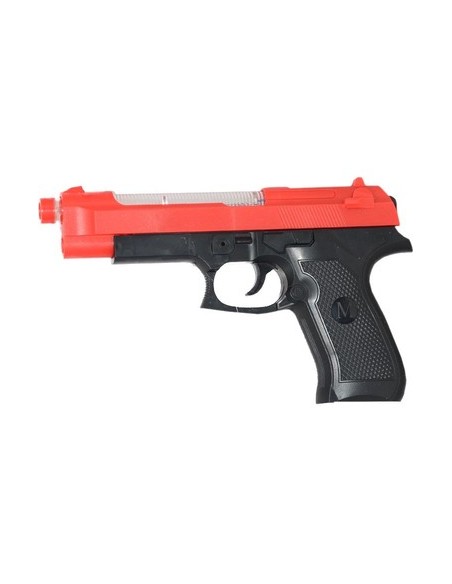 PVC'DE PİLLİ SESLİ IŞIKLI TABANCA ÜSTÜ HAREKETLİ 20CM