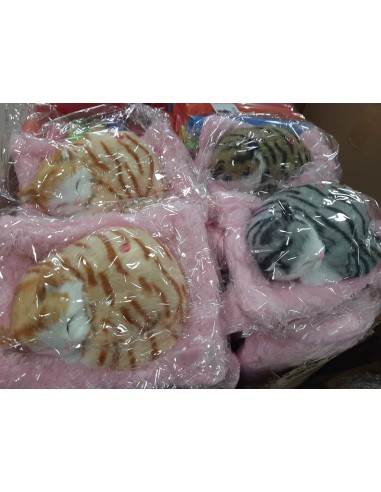 PVC'DE SESLİ YATAN KEDİ MİNDERLİ 15CM