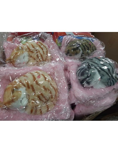 PVC'DE SESLİ YATAN KEDİ MİNDERLİ 15CM