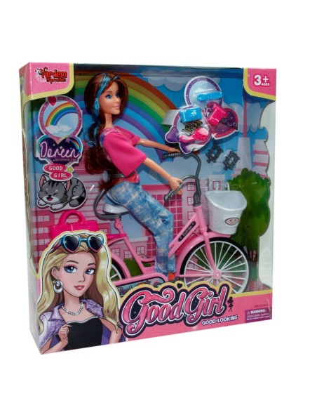 KUT.Aksesuarlı Bisikletli Eklemli Bebek SET 29CM