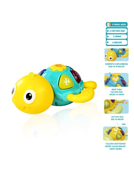 STANDLI Işıklı ve Müzikli Kaplumbağa Bebek Piyanosu