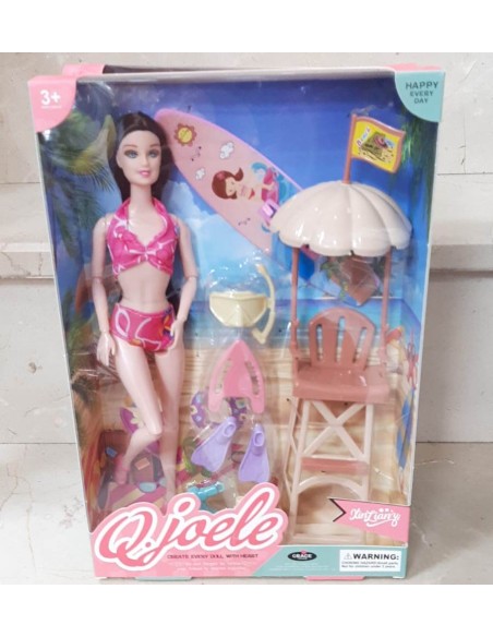 KUT.DENİZ AKSESUARLI EKLEMLİ BARBİE BEBEK SET