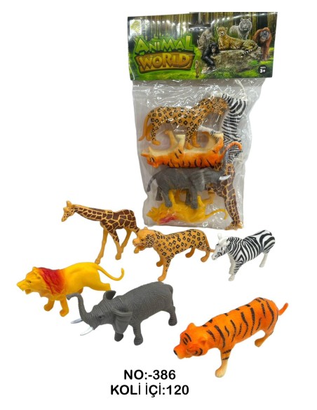 PVC'DE 6 PCS VAHŞİ HAYVANLAR 13CM