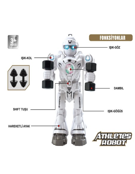 KUT.Pilli Atletik Sporcu Robot Işıklı ve Müzikli Hareketli