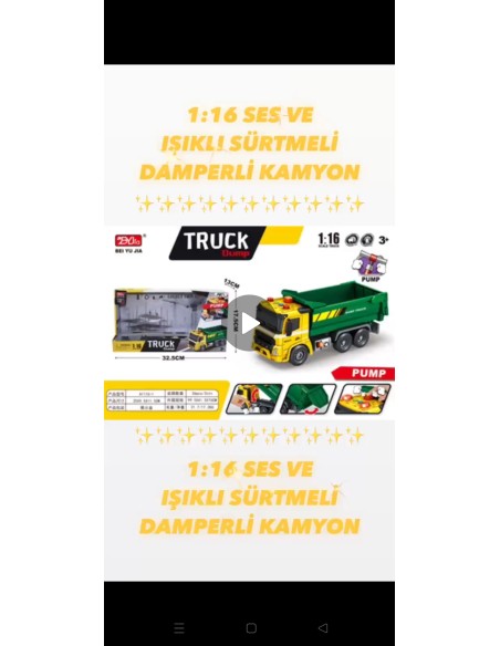 KUT. Sürt. Kamyon Düğme sesli ve ışıklı 1:16