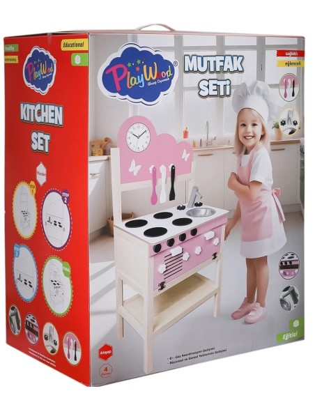 KUT.AHŞAP MUTFAK SETİ 4 PARÇA TEZGAHLI