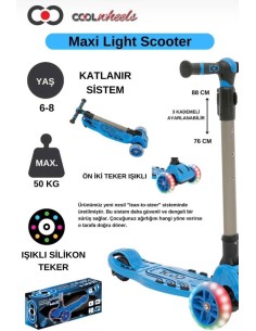 MAVİ 3 TEKER IŞIKLI MAXİ TWİST SCOOTER 2