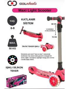 PEMBE 3 TEKER IŞIKLI MAXİ TWİST SCOOTER 2