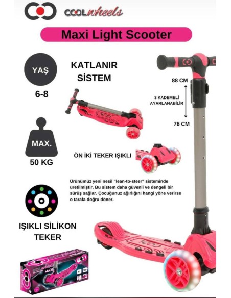 6+ PEMBE 3 TEKER IŞIKLI MAXi TWiST SCOOTER