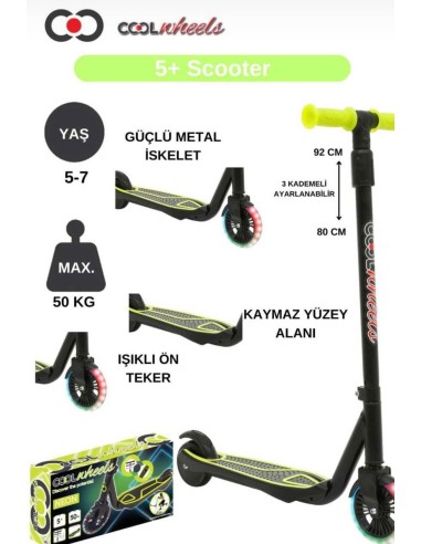 5+ NEON 2 TEKER METAL IŞIKLI SCOOTER