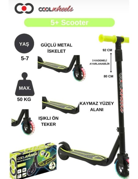 5+ NEON 2 TEKER METAL IŞIKLI SCOOTER