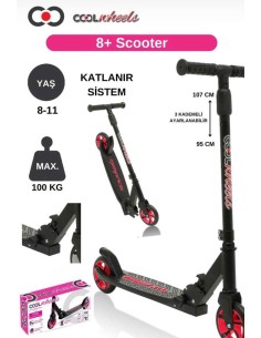 KUT.COOL 2 TEKER METAL KATLANIR SCOOTER PEMBE 2