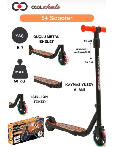5+ORANGE 2 TEKER METAL IŞIKLI SCOOTER