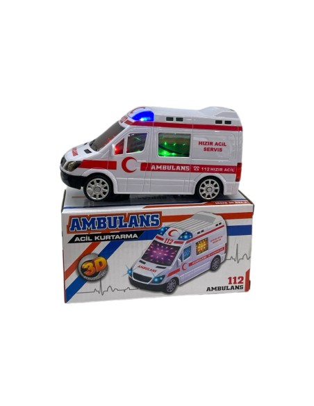 KUT.PİLLİ 3D IŞIKLI SESLİ 112 AMBULANS 16CM
