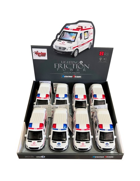 STAND Sürt.Işıklı ve Sesli Ambulans ve Polis Arabası 14.5cm KAPILARI AÇILIR