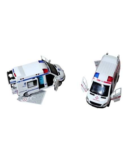 STAND Sürt.Işıklı ve Sesli Ambulans ve Polis Arabası 14.5cm KAPILARI AÇILIR