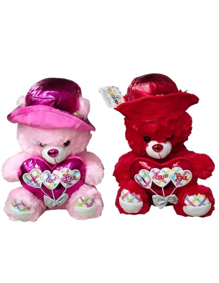 35CM ŞAPKALI KALPLİ PELUŞ AYI