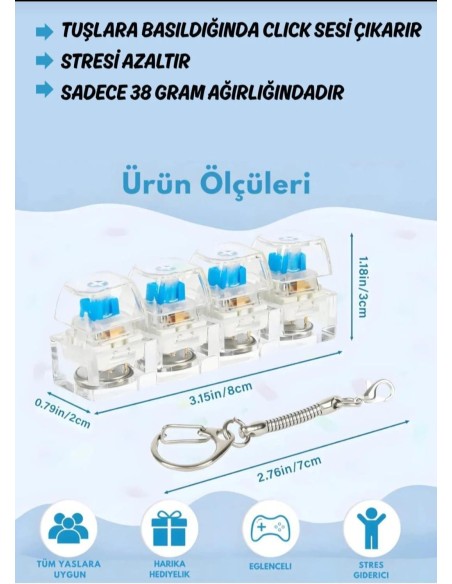 IŞIKLI 4'LÜ KLAVYE DÜĞMELİ ANAHTARLIK