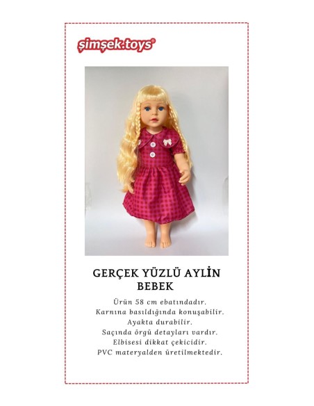 ÇANT.SESLİ AYLİN ET BEBEK GERÇEK YÜZLÜ 58CM