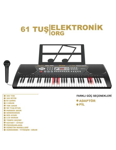 KUT.61 Tuş Büyük Lcd Ekranlı Elektronik Büyük Org
