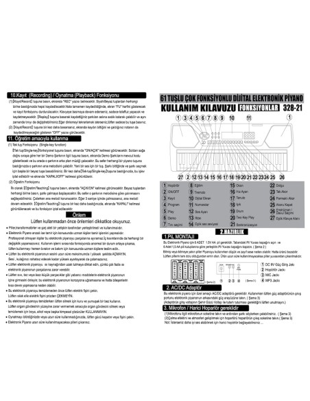 KUT.61 Tuş Büyük Lcd Ekranlı Elektronik Büyük Org