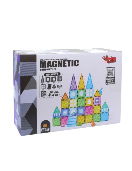Kut.40 Parça 7,5 Cm Manyetik Yapı Blokları