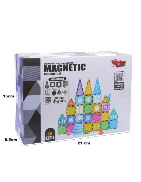 Kut.40 Parça 7,5 Cm Manyetik Yapı Blokları
