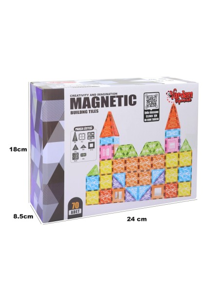 Kut.70 Parça 7,5 Cm Manyetik Yapı Blokları