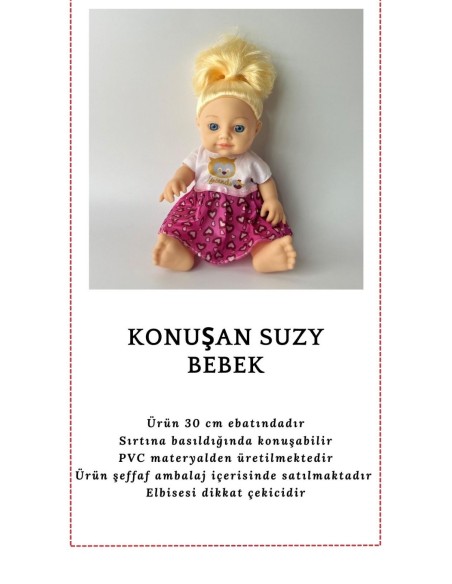 PVC'DE TR SESLİ SAÇLI SUZY ET BEBEK 25CM