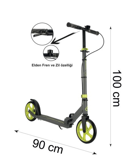 12+ EL FRENLİ NEON 2 TEKER SCOOTER KATLANIR