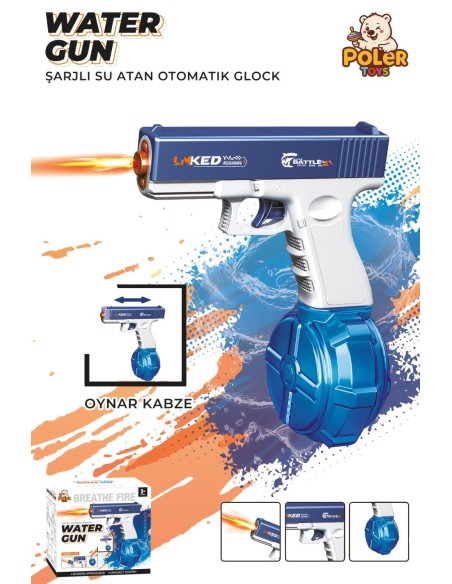 KUT.ŞARJLI IŞIKLI ÜSTÜ GİDİP GELMELİ CLOCK SU TABANCASI