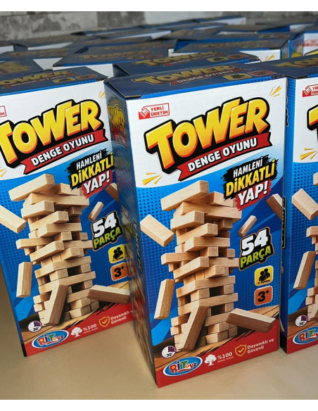 KUT. KALİTELİ AHŞAP JENGA DENGE OYUNU 54 PCS