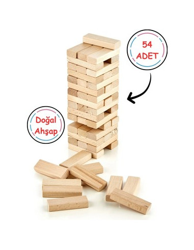 KUT. KALİTELİ AHŞAP JENGA DENGE OYUNU...