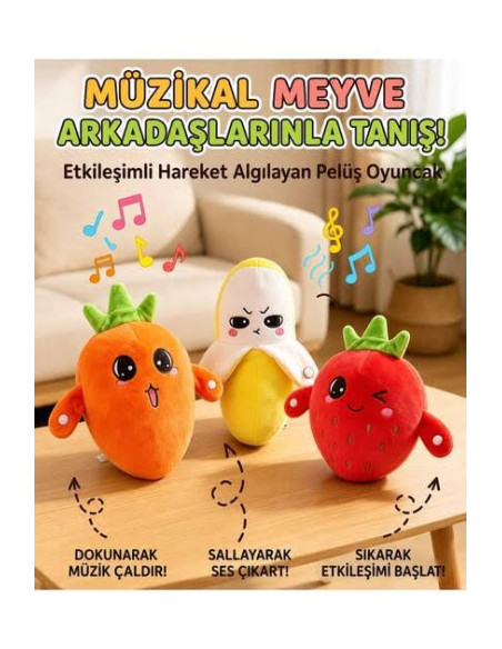 KUT.MELODİ ÇALAN PELUŞ MEYVELER