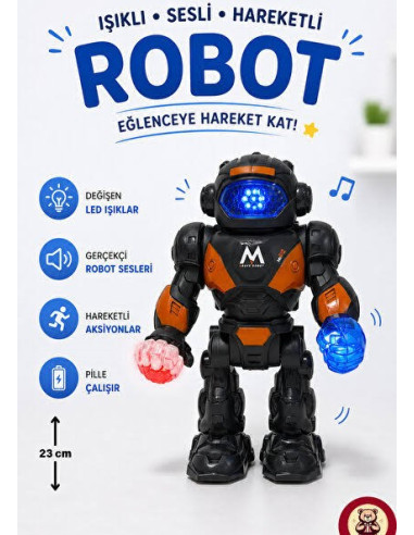 KUT.PİLLİ ROBOT HAREKETLİ IŞIKLI SESLİ