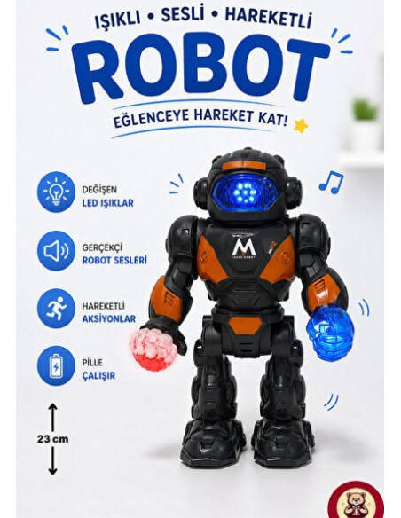 KUT.PİLLİ ROBOT HAREKETLİ IŞIKLI SESLİ