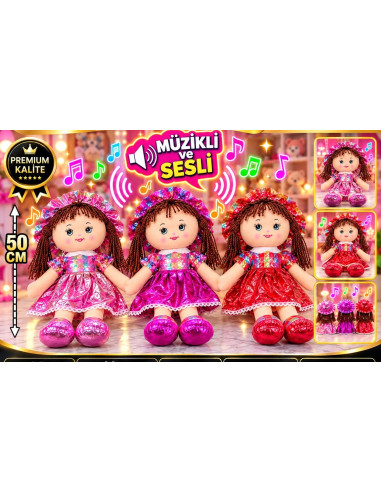 50 CM MÜZİKLİ BEZ BEBEK PARLAK...