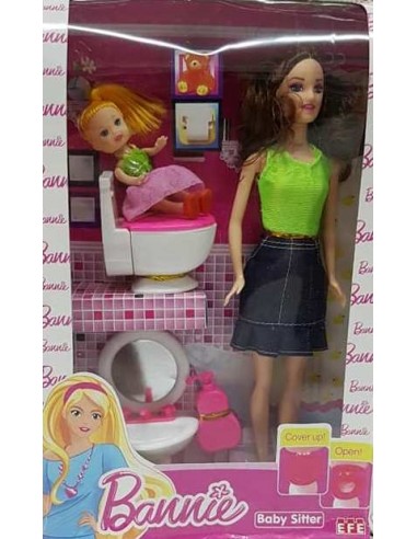 KUT.KLOZET SETLİ BANNNIE BARBİE BEBEKLİ SET