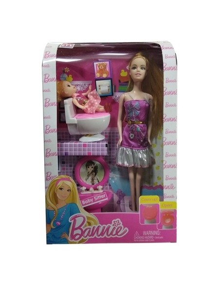 KUT.KLOZET SETLİ BANNNIE BARBİE BEBEKLİ SET