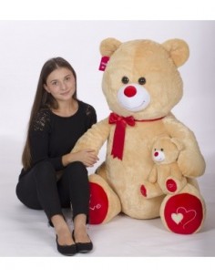 95 CM PELUŞ GÜLEN YAVRULU AYI
