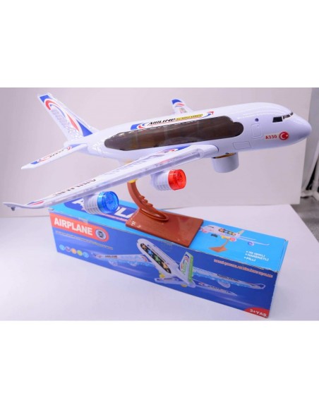 KUT.PİLLİ SESLİ IŞIKLI AYAKLI BÜYÜK UÇAK 40CM