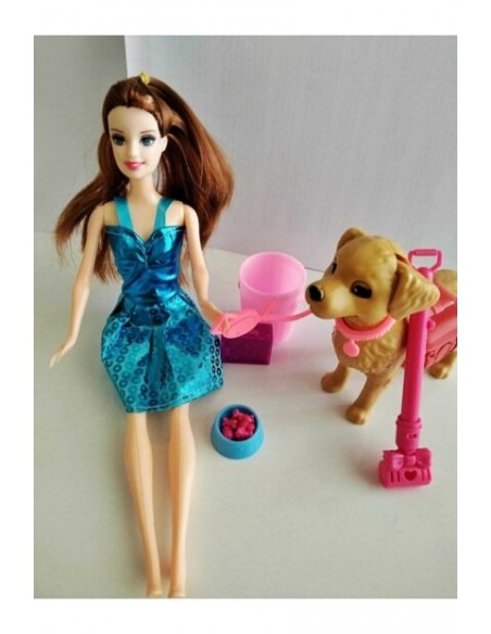 KUT.BARBİE BEBEKLİ KAKA YAPAN KÖPEKLİ SET