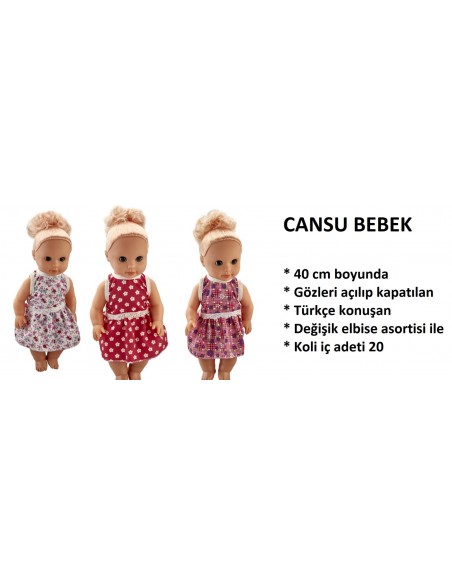 PVC'DE 40 CM TR KONUŞAN CANSU ET BEBEK GÖZLERİ OYNAR