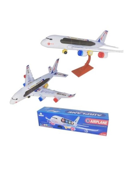 KUT.PİLLİ SESLİ IŞIKLI AYAKLI BÜYÜK UÇAK 40CM