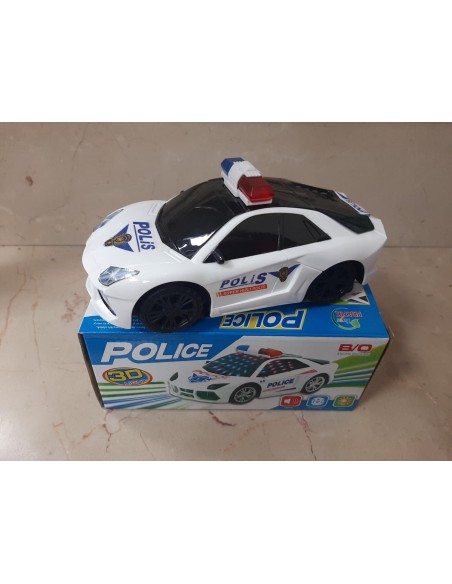 KUT.PİLLİ 3D IŞIKLI SESLİ POLİS ARABASI 18CM
